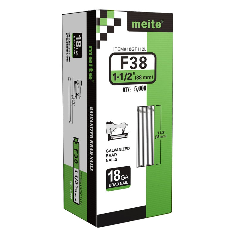 meite 18 Gauge Brad Nails, 1-1/2-Inch 18GA Brad Nails, Galvanized Nail Gun Nails for Pneumatic, Electric Brad Nailer Gun (5,000 Counts) - Image 2